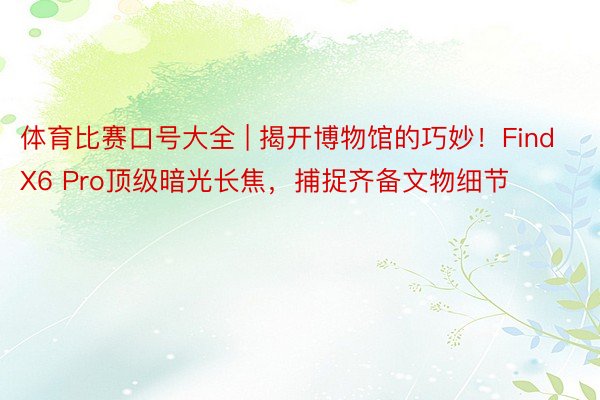 体育比赛口号大全 | 揭开博物馆的巧妙！Find X6 Pro顶级暗光长焦，捕捉齐备文物细节